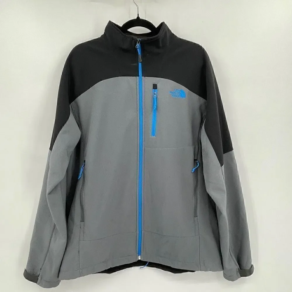 The North Face Gray Black Blue Liner Full Zip Softrock Jacket Size Large